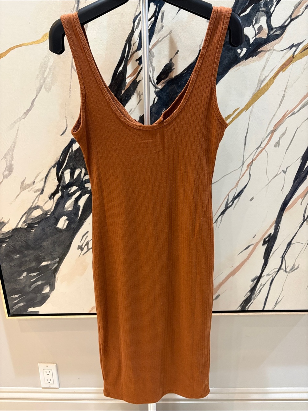 love J Rust-Colored Ribbed Tank Midi Dress - Picture 2 of 3